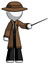 White Detective Man Teacher or conductor with stick or baton directing