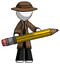 White Detective Man writer or blogger holding large pencil