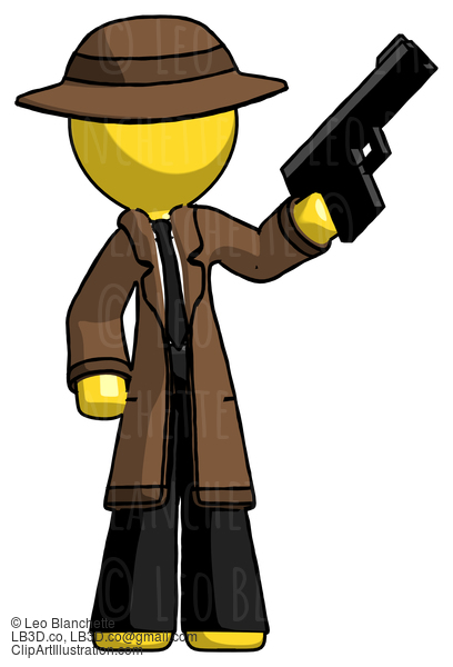 Yellow Detective Man Holding Handgun #3113