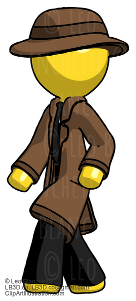 Yellow Detective Man Man Walking Turned Left Front View #3123