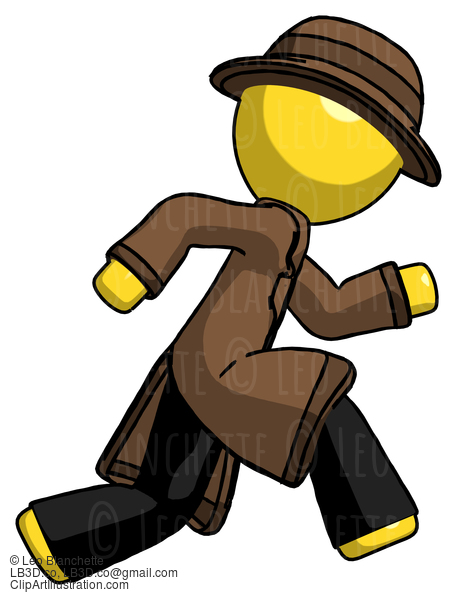 Yellow Detective Man Running Fast Right #3136