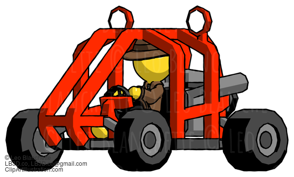 Yellow Detective Man Riding Sports Buggy Side Angle View #3138