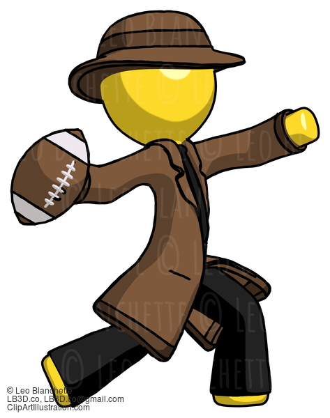 Yellow Detective Man Throwing Football #3141