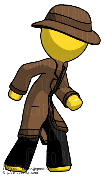 Yellow Detective Man Suspense Action Pose Facing Right #3142