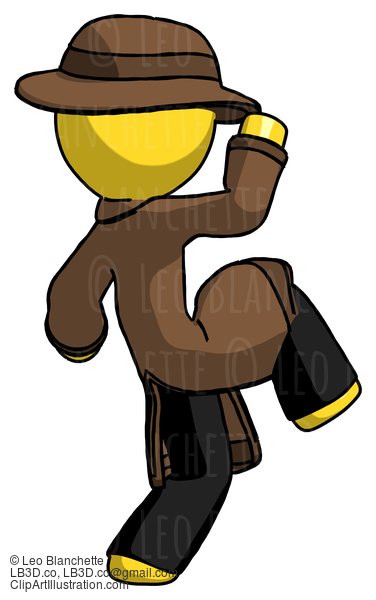 Yellow Detective Man Kick Pose Start #3153