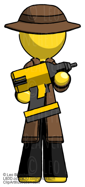 Yellow Detective Man Holding Large Drill #3161