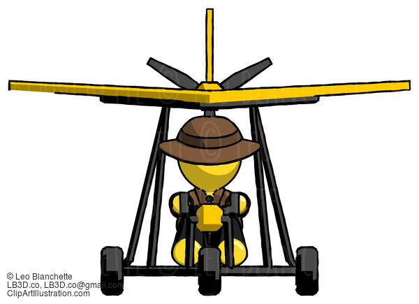 Yellow Detective Man In Ultralight Aircraft Front View #3184