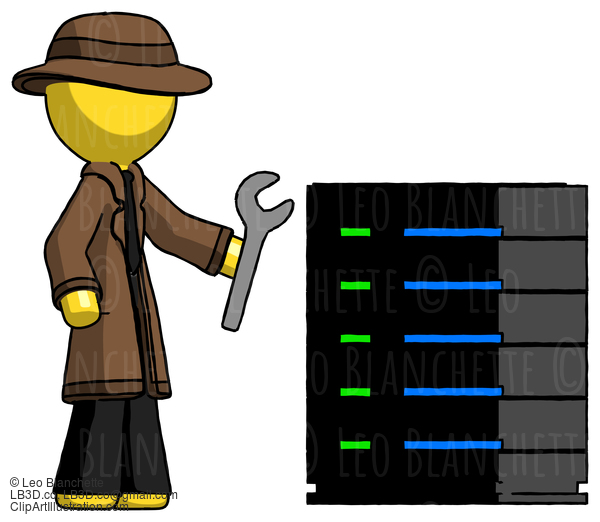 Yellow Detective Man Server Administrator Doing Repairs #3190