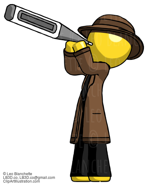 Yellow Detective Man Thermometer In Mouth #3198