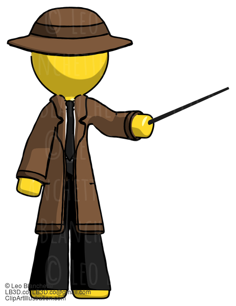 Yellow Detective Man Teacher Or Conductor With Stick Or Baton Directing #3211