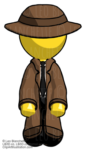 Yellow Detective Man Kneeling Front Pose #3215