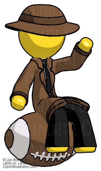 Yellow Detective Man Sitting On Giant Football #3216