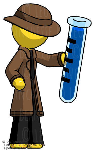 Yellow Detective Man Holding Large Test Tube #3217