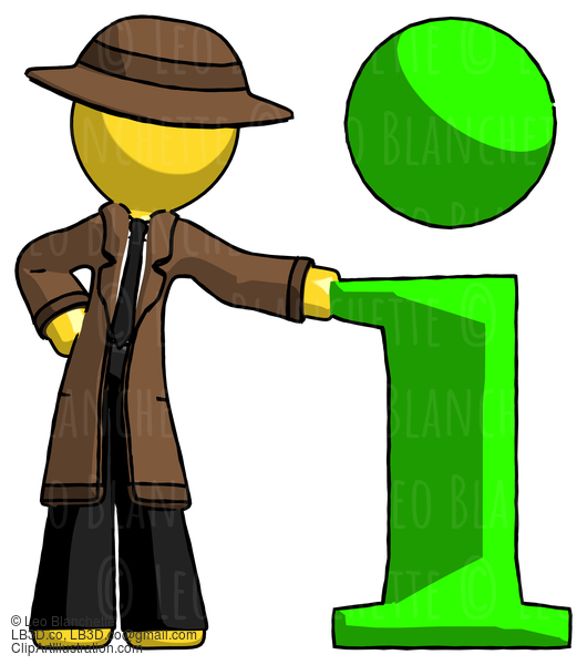 Yellow Detective Man With Info Symbol Leaning Up Against It #3219