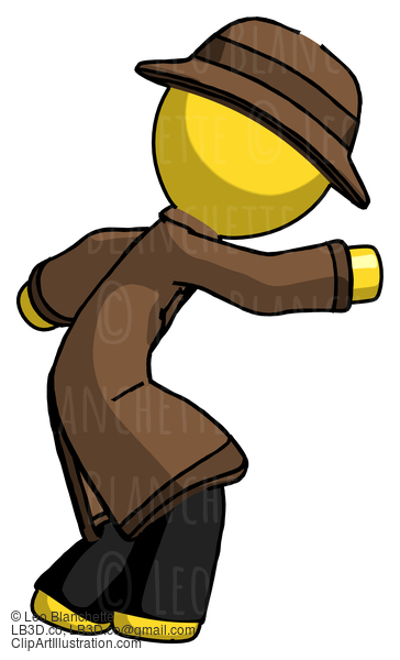 Yellow Detective Man Sneaking While Reaching For Something #3229