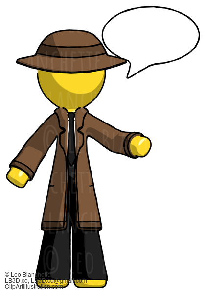 Yellow Detective Man With Word Bubble Talking Chat Icon #3231