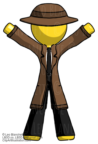 Yellow Detective Man Surprise Pose, Arms And Legs Out #3251