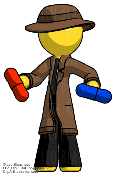 Yellow Detective Man Red Pill Or Blue Pill Concept #3253