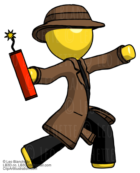 Yellow Detective Man Throwing Dynamite #3254