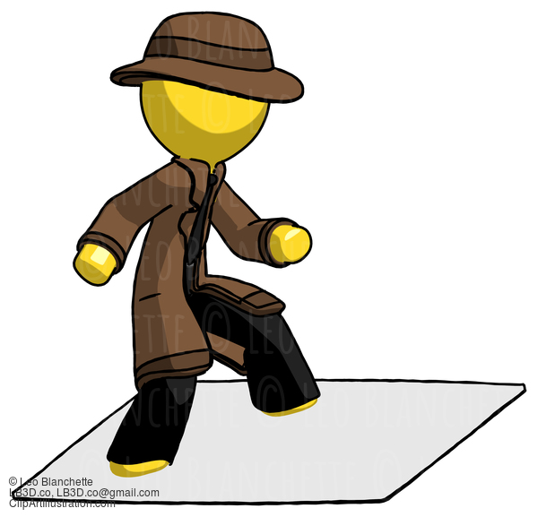 Yellow Detective Man On Postage Envelope Surfing #3256