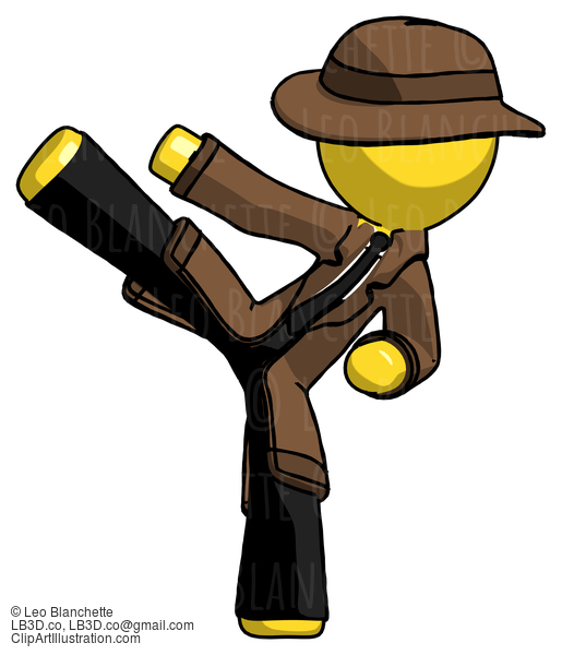 Yellow Detective Man Ninja Kick Left #3264