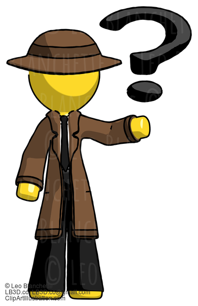 Yellow Detective Man Holding Question Mark To Right #3265