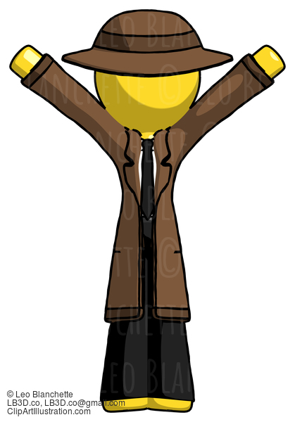 Yellow Detective Man With Arms Out Joyfully #3268