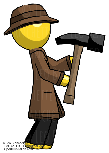 Yellow Detective Man Hammering Something On The Right #3271