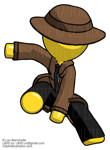 Yellow Detective Man Action Hero Jump Pose #3272