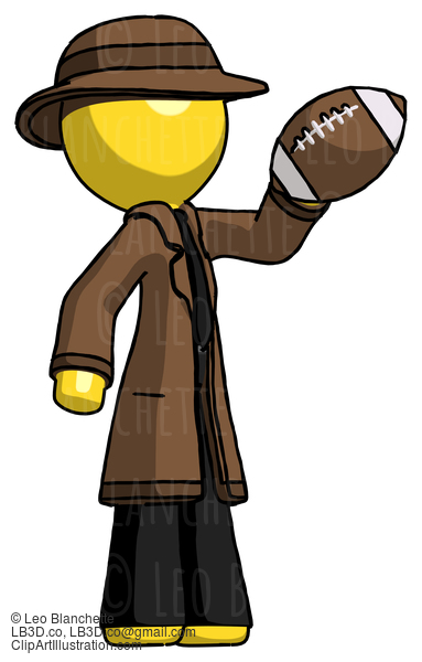 Yellow Detective Man Holding Football Up #3290