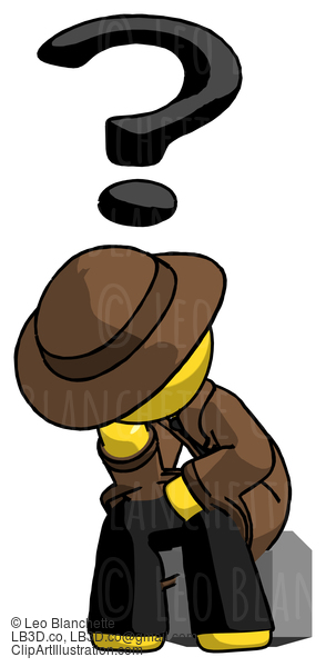 Yellow Detective Man Thinker Question Mark Concept #3292