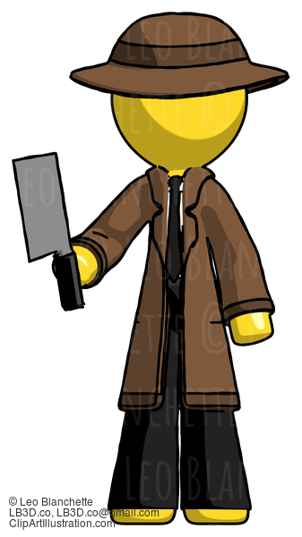 Yellow Detective Man Holding Meat Cleaver #3297