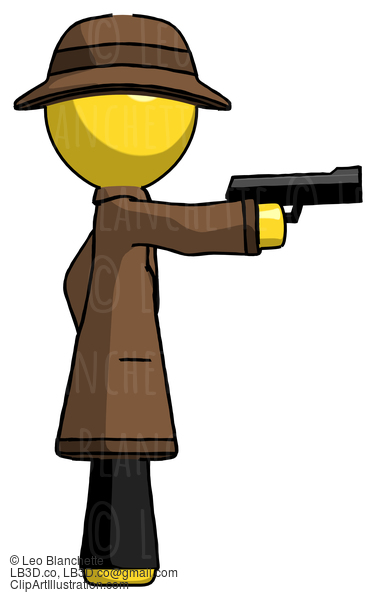 Yellow Detective Man Firing A Handgun #3318