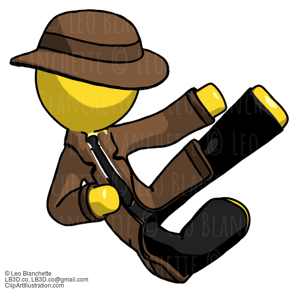 Yellow Detective Man Flying Ninja Kick Right #3323