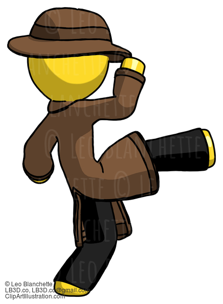 Yellow Detective Man Kick Pose #3331