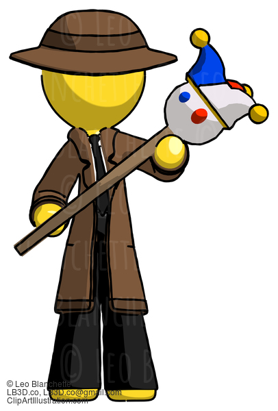 Yellow Detective Man Holding Jester Diagonally #3334