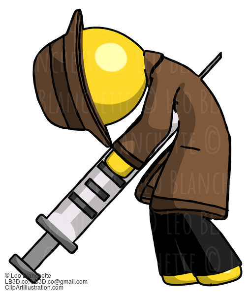 Yellow Detective Man Lethal Injection, Impaled On Syringe #3338