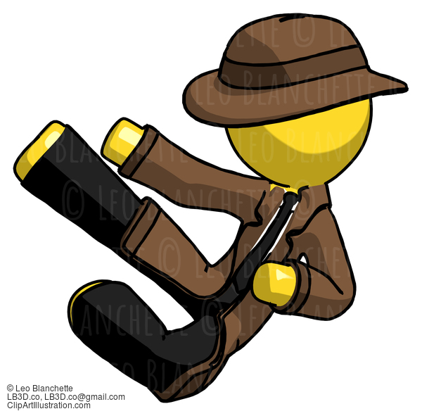 Yellow Detective Man Flying Ninja Kick Left #3341