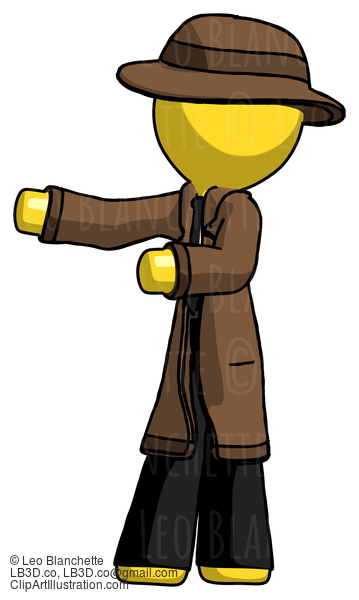 Yellow Detective Man Presenting Something To His Right #3342