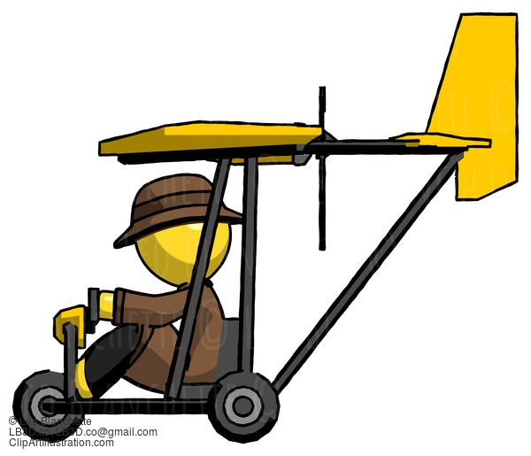 Yellow Detective Man In Ultralight Aircraft Side View #3358