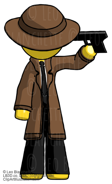 Yellow Detective Man Suicide Gun Pose #3362