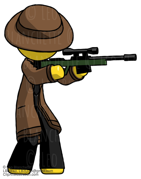 Yellow Detective Man Shooting Sniper Rifle #3372