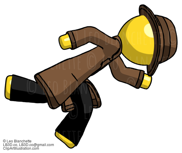 Yellow Detective Man Running While Falling Down #3388