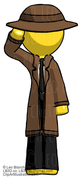 Yellow Detective Man Soldier Salute Pose #3390