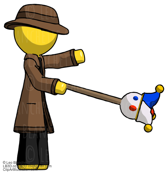 Yellow Detective Man Holding Jesterstaff - I Dub Thee Foolish Concept #3391