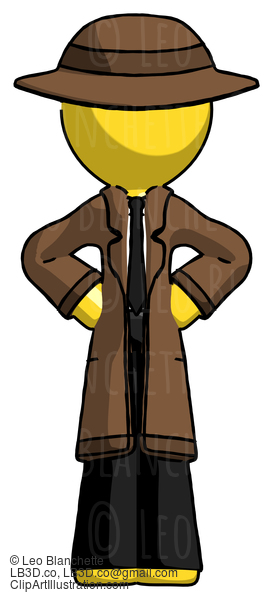 Yellow Detective Man Hands On Hips #3396