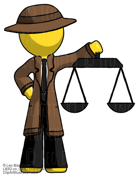 Yellow Detective Man Holding Scales Of Justice #3397