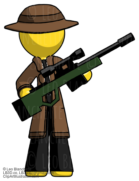 Yellow Detective Man Holding Sniper Rifle Gun #3399