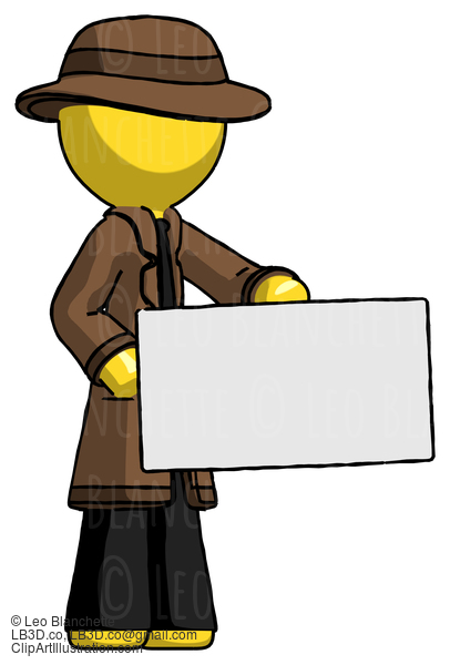 Yellow Detective Man Presenting Large Envelope #3401