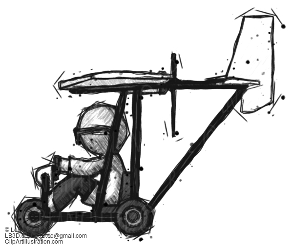 Sketch Doctor Scientist Man In Ultralight Aircraft Side View #108